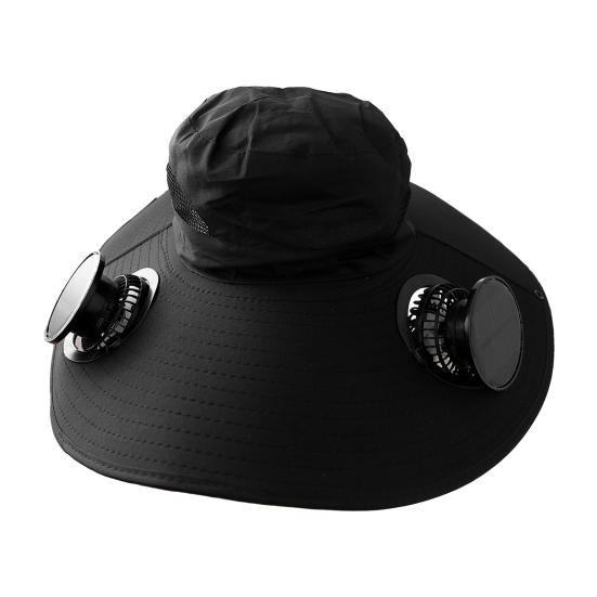 Широкополая шляпа-веер с солнечной батареей для мужчин и женщин, защита от ультрафиолета, уличное панама с 2 встроенными вентиляторами для пешего туризма, кемпинга, рыбалки