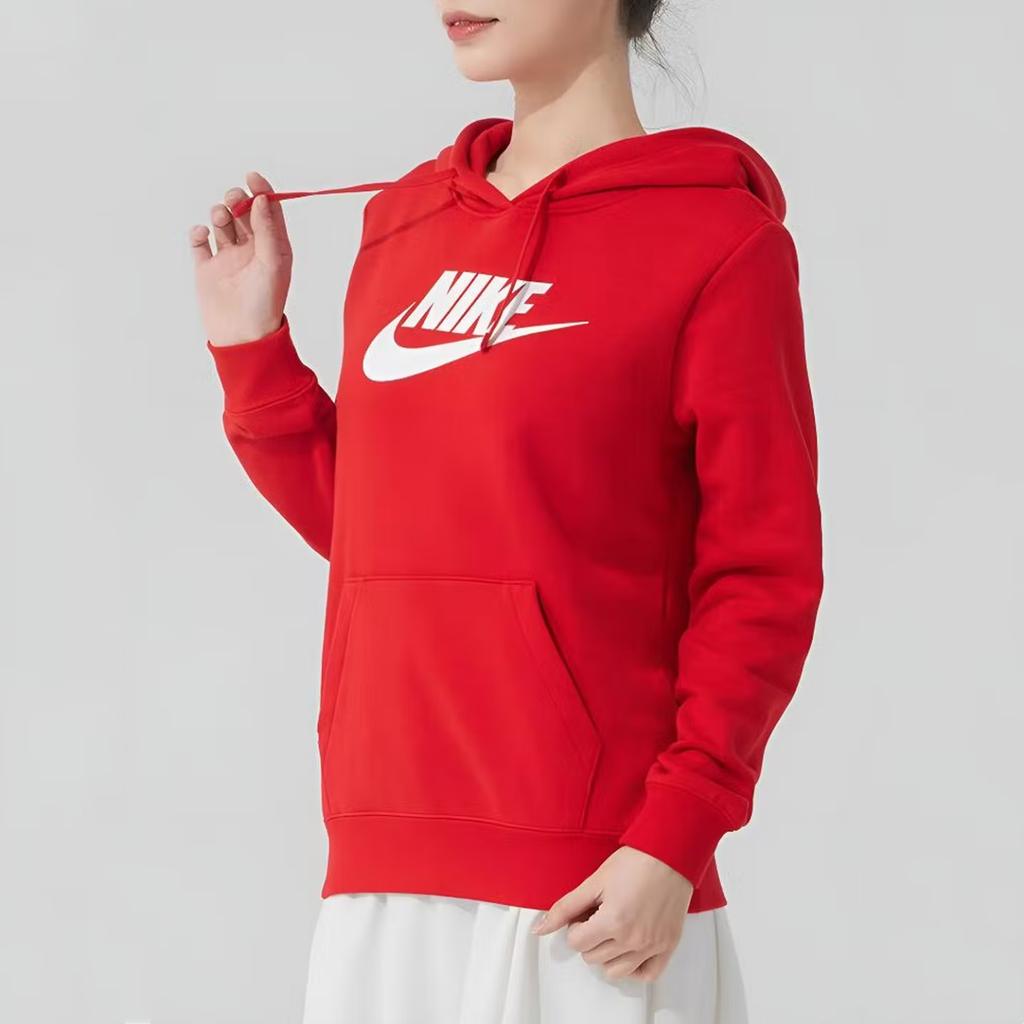 Nike Худи повседневное с дизайном в виде букв, толстовка с длинным рукавом, женские худи, красное, DQ5776-657