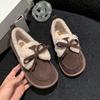 2024 Women's Autumn and Winter Plus Velvet Bean Shoes Warm Plus Cotton Mother Shoes Pregnant Women Flat Shoes