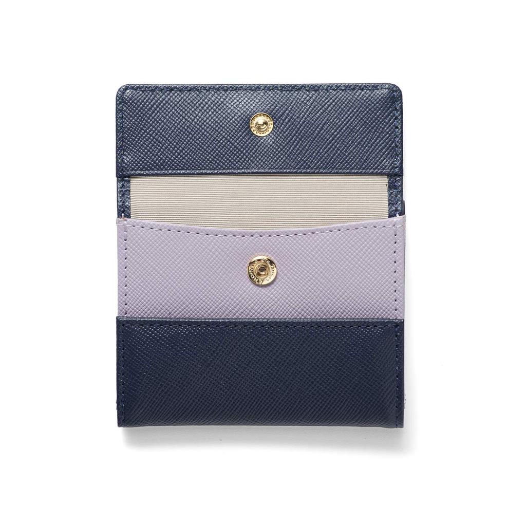 Коралловый чехол для монет мини-кошелек маленький кошелек кошелек, который не складывается купюры кошелек из натуральной кожи призматическая кожа темно-синий x розовый (Кораре) женский тройной складной