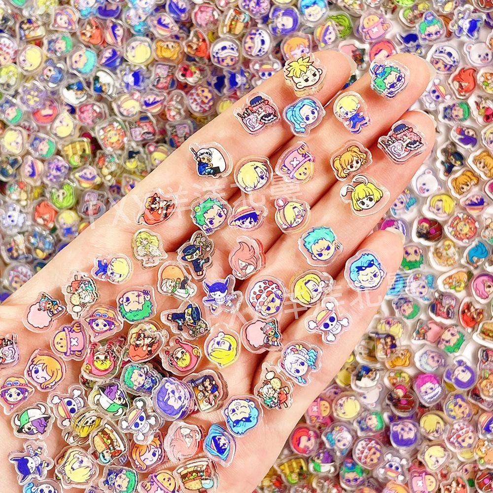 100 Мини-подвесок Акриловых DIY из One Piece, Используются Для Украшения Милых Магнитов на Холодильник, Материалов для Чехлов Телефонов, Подарков с Аниме-Мультфильмами и Игрушек