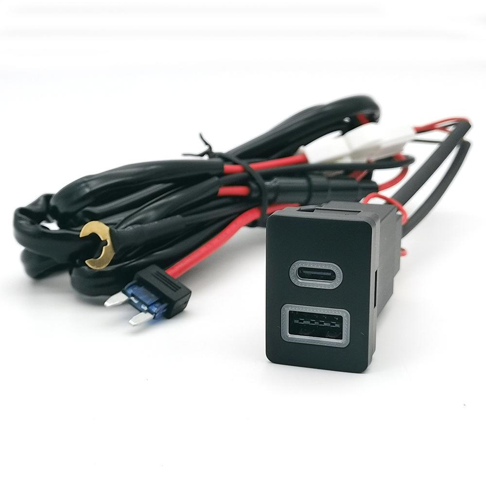 Двойное USB-зарядное устройство для Toyota: Быстрая зарядка PD QC3.0 с TYPE-C Без потерь Жгут проводов