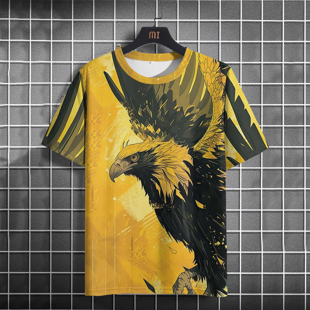 Men's T Shirt All Seasons Fashion Short Sleeve Eagle Print 3d T-shirts Street Casual Oversized Tee Shirt Men Clothing Pullover