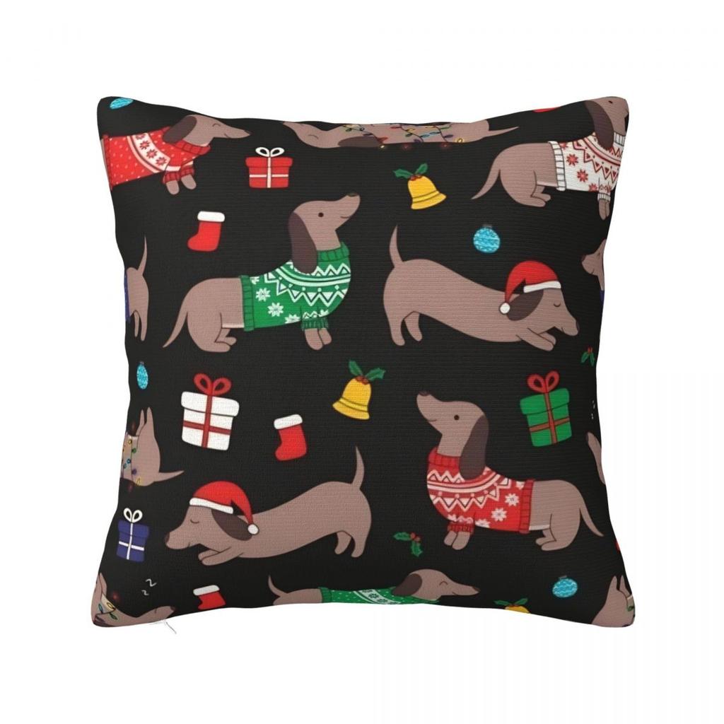 Dachshund Dog Square Pillow Covers Polyester Home Wiener Sausage Doxie Cushion Case Cute Decor Pillowcase 4040