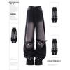 2024 Women Vintage Black Gothic Jeans Y2k Wide Leg Denim Pants 2000s Punk Baggy High Waist Jeans Korean 90s Oversize Trousers