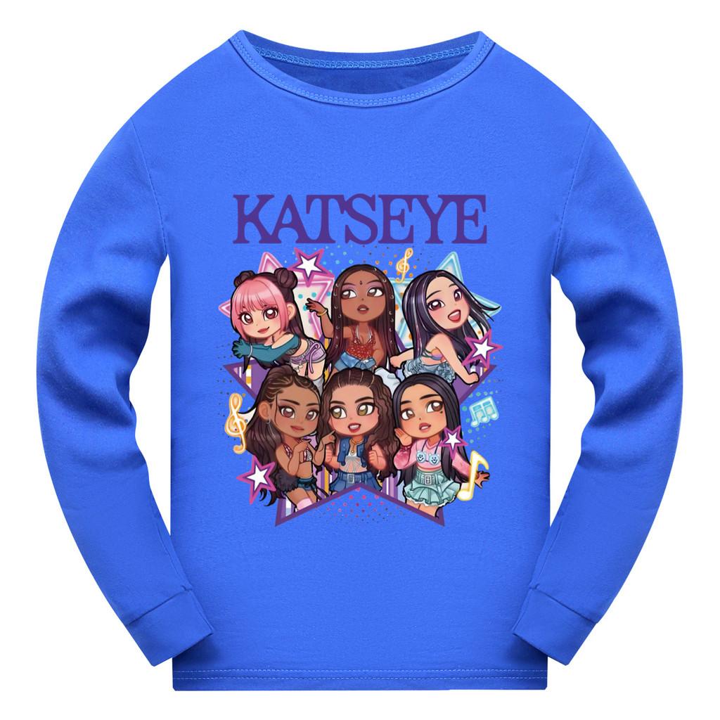 5301 Детская футболка с длинными рукавами для девочек с принтом KATSEYE для дома
