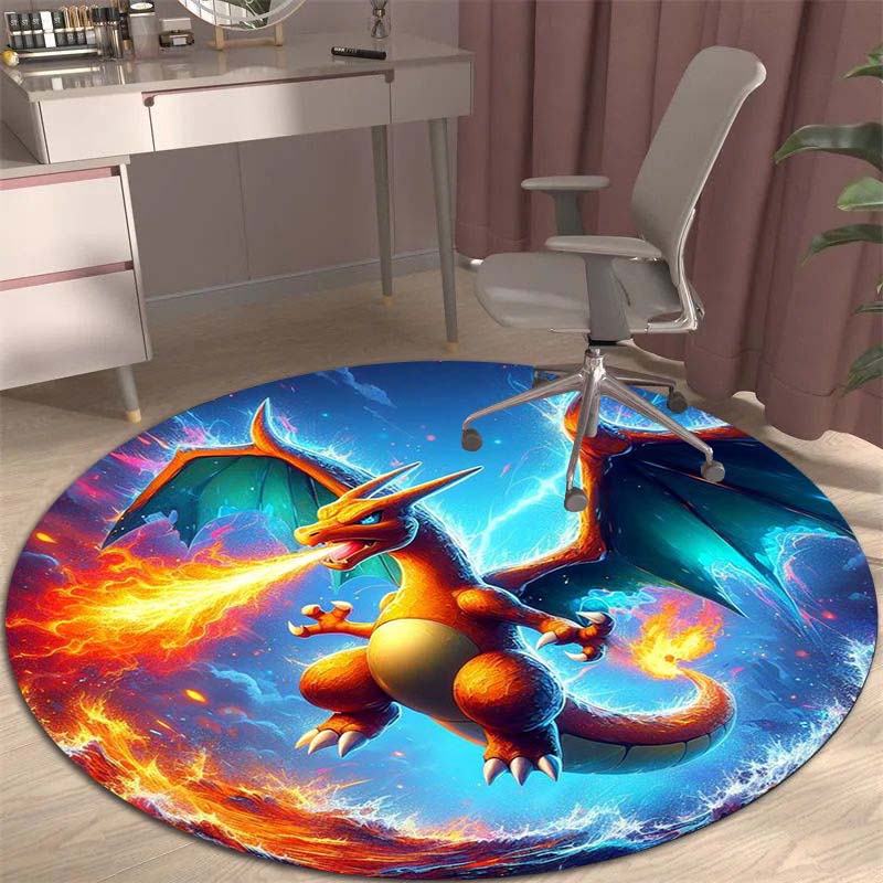 3DPikachu HD Cartoon Round Rug, Suitable for Decorating Living Rooms, Bedrooms, Sofas, and Playrooms; Non-slip Gift.