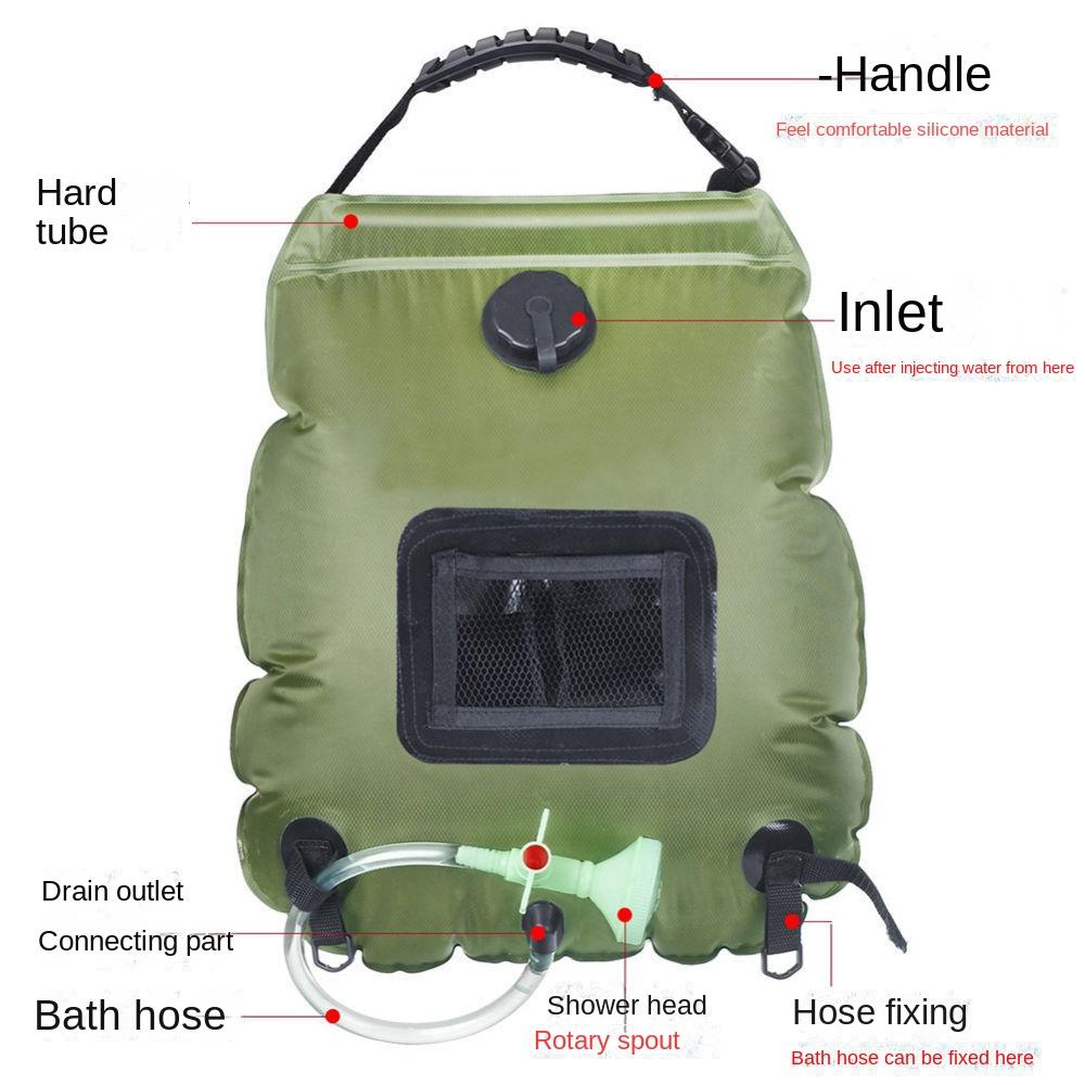 20L Solar Camping Shower Bag Portable Outdoor Heating Shower Bag for Hiking Beach Travel
