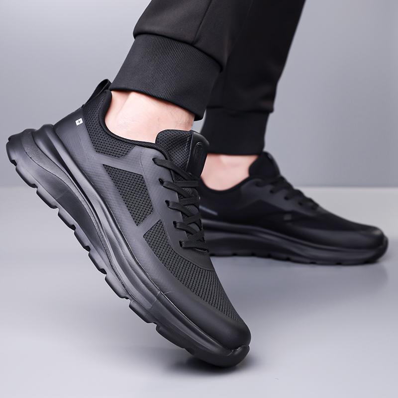 Men Black Sport Casual Sneakers Low Top Walking Shoes Sizes 38-45 for Travel Training Commuting Streetwear and Everyday Daily Wear