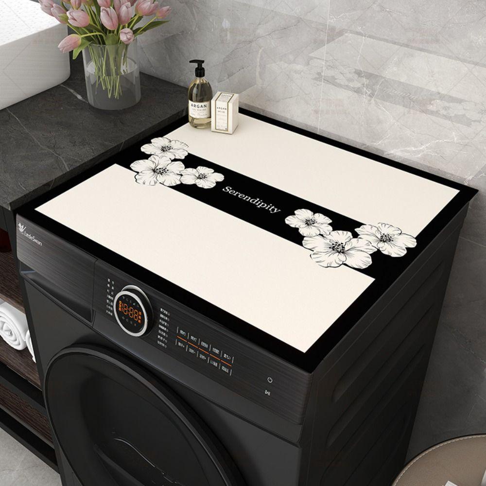 Floral Pattern Washing Machine Protector Mat Silicone Anti-Slip Dustproof Protector Mat  Home Decor