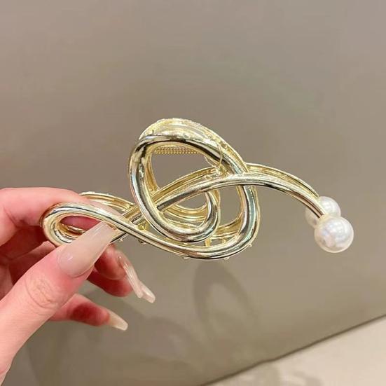 Hair Claw Musical Note Shape Faux Pearl Hair Clip Back Head Shower Hair Claw Decorative Hair Accessory
