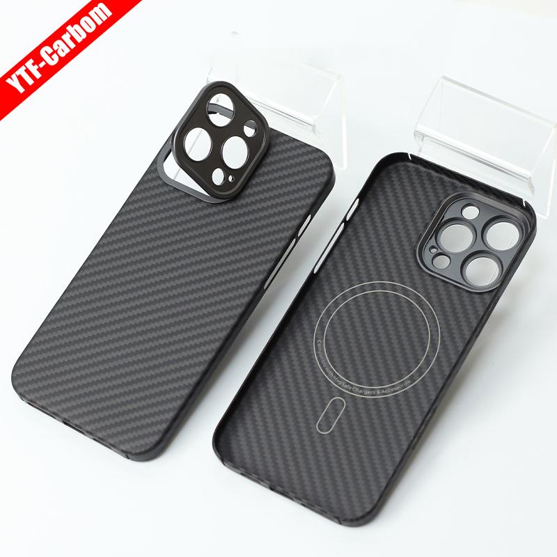 YTF-Carbon для iPhone16Promax чехол для мобильного телефона из углеродного волокна арамидного волокна магнитный 16Pro защитный чехол бизнес 16plus