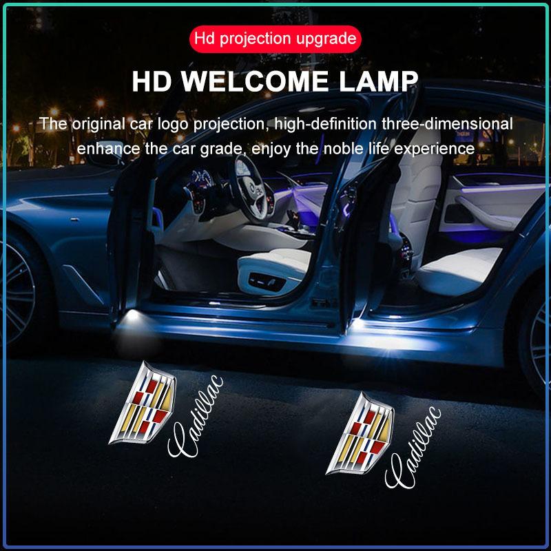 2 шт. Автоаксессуары HD LED Подсветка приветствия Проекционные лампы для дверей автомобиля Для Cadillac Escalade Tiburon Deville Seville XT5 XTS CTS BLS SLS DTS SRX