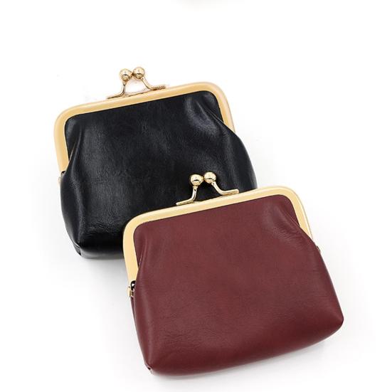 Мини-портмоне в винтажном стиле из искусственной кожи с замком-поцелуем, карман для мелочи, портативный кошелек