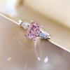 Huitan Gorgeous Square Pink Cubic Zirconia Ring for Women Temperament Sweet Girls Engagement Rings Exquisite Gift Trendy Jewelry