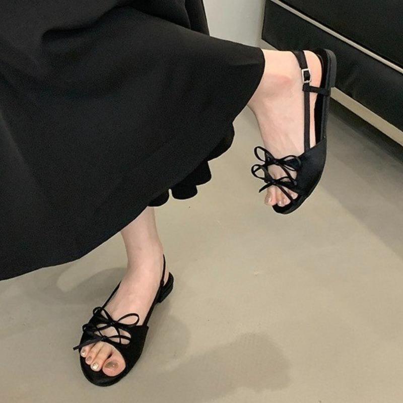 Fashion Summer Open Toe Flats Women Sandals Fashion Butterfly-knot Dress Singbacks Shoes Women's Evening Party Sandalias