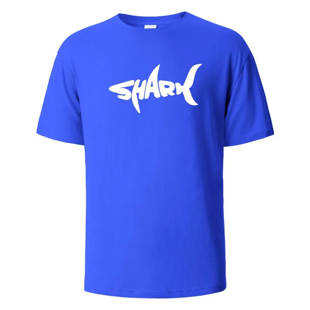 Fashion Shark Print T-shirt 100% Cotton Summer Casual T-shirt Men's Casual Top