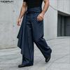 Мужские повседневные асимметричные длинные брюки на молнии с высокой талией в стиле авангард