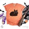 Cute Comfort Colors Cat Shirt, Casual Halloween Shirt, Black Cat Lover Gift, Subtle Halloween Aesthetic Tee, Kawaii Cat T-Shirt Gift for Her