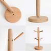 Wooden 6 Hooks Mug Holder Tree Countertop Coffee Cup Holder Detachable Drainage Cup Holder Coffee Counter Bar Accessory
