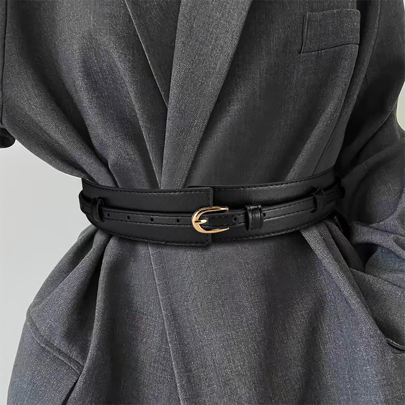 Ladies Fashion Dual Use Pu Leather Waist Belt Wide Belt For Work And Use Casual
