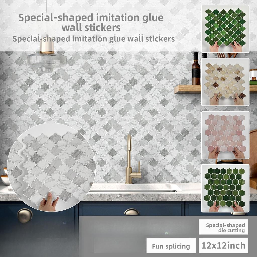 Простая художественная наклейка на плитку особой формы, самоклеящаяся наклейка на стену, кухонная ванная ПВХ водонепроницаемые обои стена