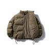 Unisex Winter Corduroy Puffer Jacket Thick Warm Stand Collar Casual Oversized Cotton Coat Teens Adults