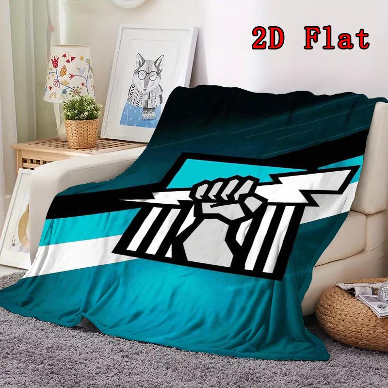 Port Adelaide Team 2D Flat Pattern Flannel Blanket High quality All Seasons Warmth and Comfort Perfect for Christmas Gifts.MMT0918102
