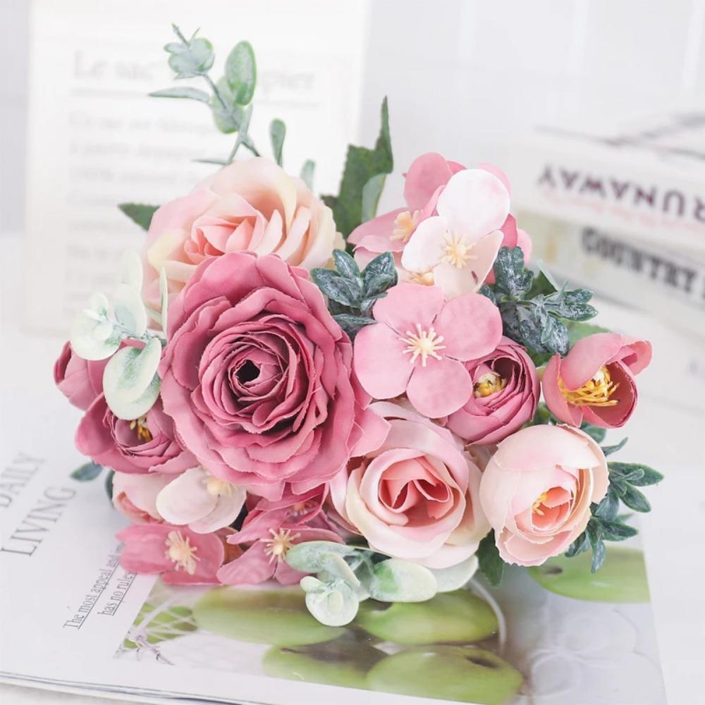 Искусственные цветы шелковый пион гортензия для гостиной домашнее украшение свадебный букет невесты роза искусственные растения настольные аксессуары