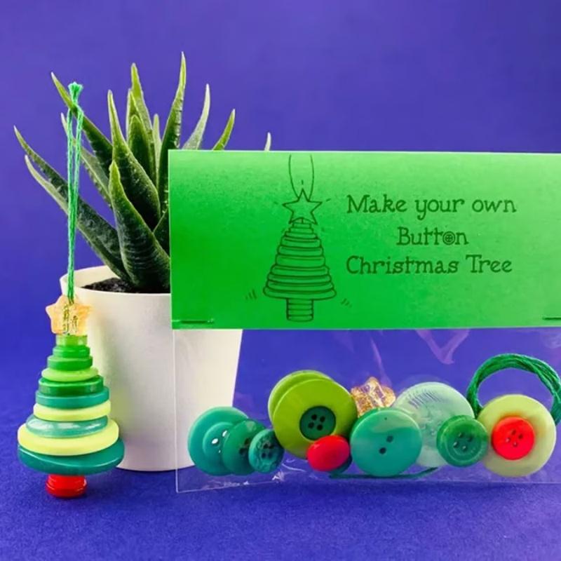 1PCS Christmas Button Ornament DIY Kit For Xmas Tree Decor Holiday Party Home Kids Family Set Handmade Craft Decoration Gift