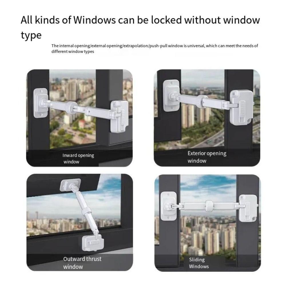 No Punching Window Lock Adjustable Window Restrictor Falling Prevention Locks Limiter  Home