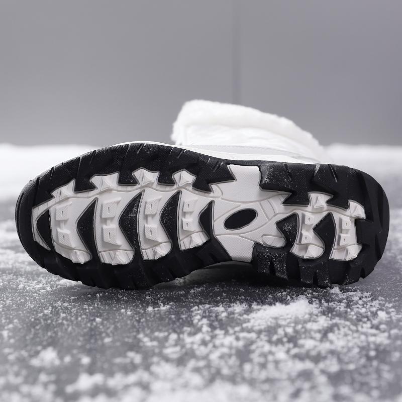 Теплые хлопковые ботинки Женские ботинки с высоким голенищем Нескользящие зимние плюшевые ботинки для улицы для ходьбы Походные кроссовки