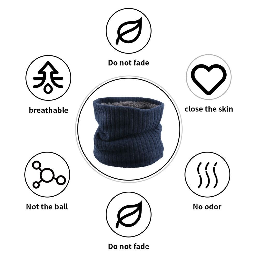 Windproof Knitted Neck Warmer Winter Neck Gaiter Fleece Lined Scarf Circle Loop Scarves