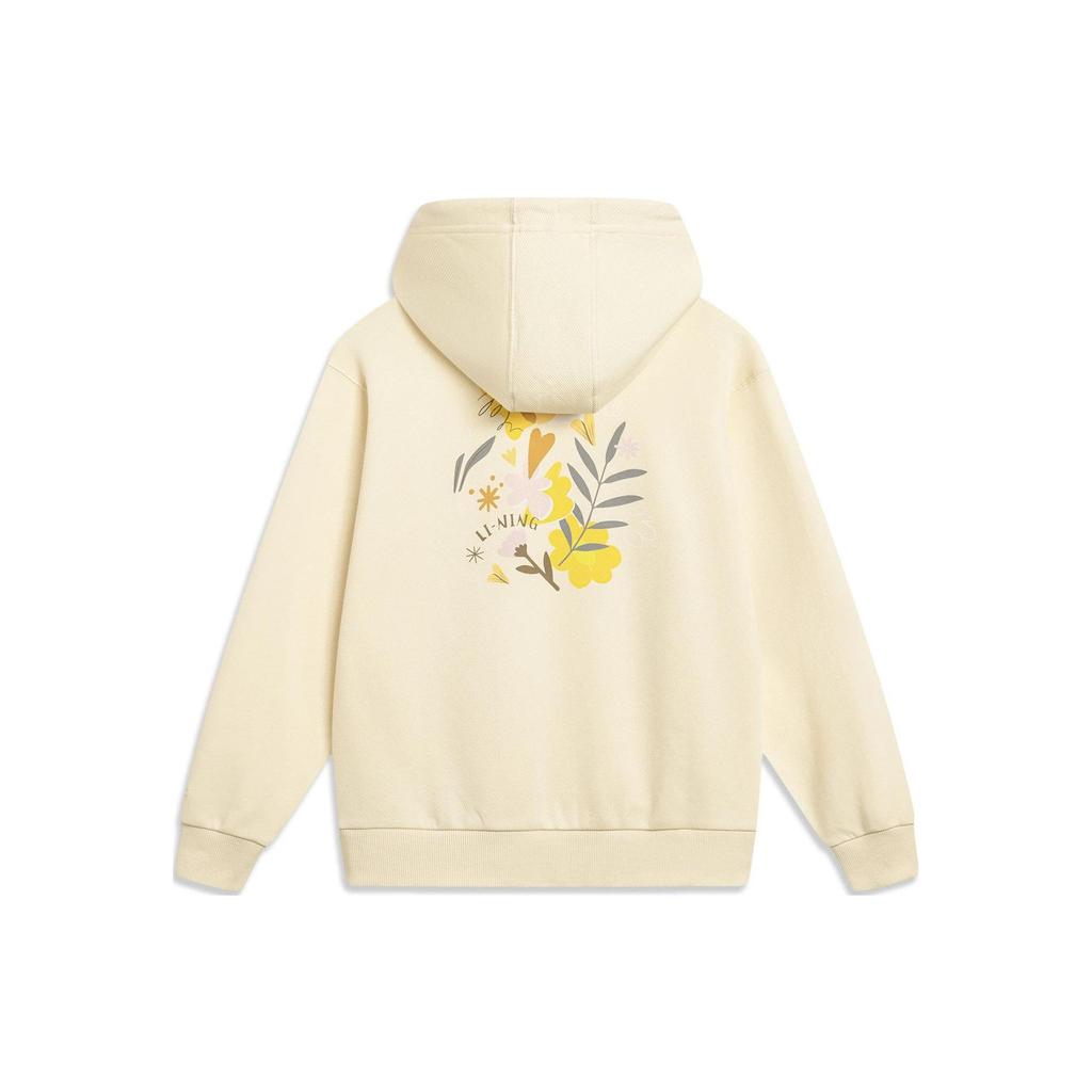 Li Ning X Perrine Honoré Collaboration Sports Trend Series Graphic Hoodie Женские толстовки с капюшоном Cream-Yellow AWDT448-3