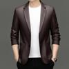 Мужской повседневный кожаный пиджак 2024 года – модная куртка на весну/осень для людей среднего возраста
