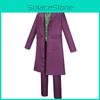 Batman The Dark Knight Joker Heath Ledger Cosplay Costume With Purple Jacket For Halloween Role Play