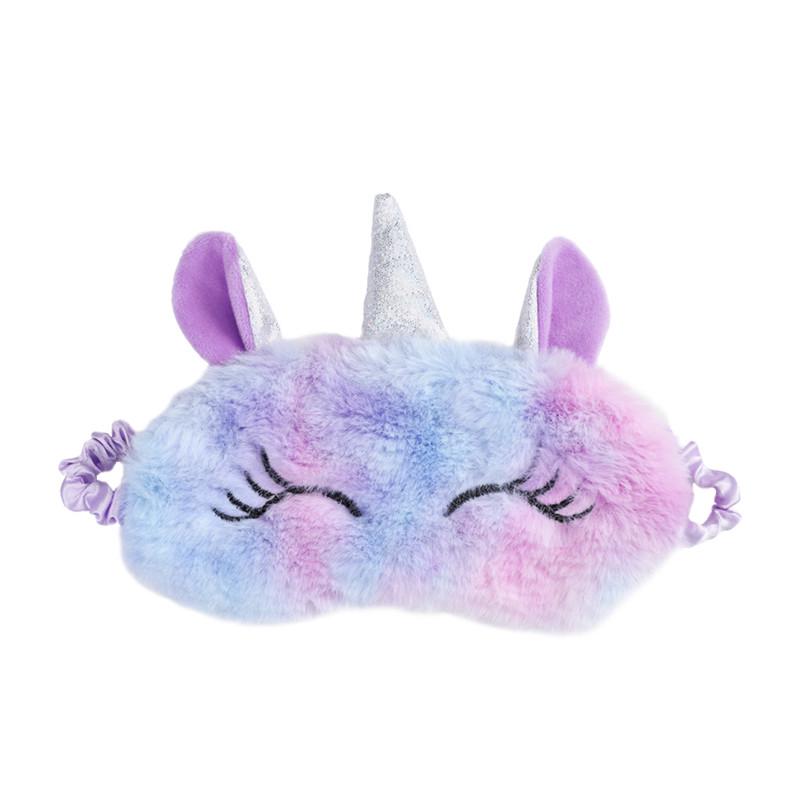 Fashion 3D Unicorn Sleeping Eye Mask Cute Cartoon Gradual Change Plush Travel Eyeshade Cover