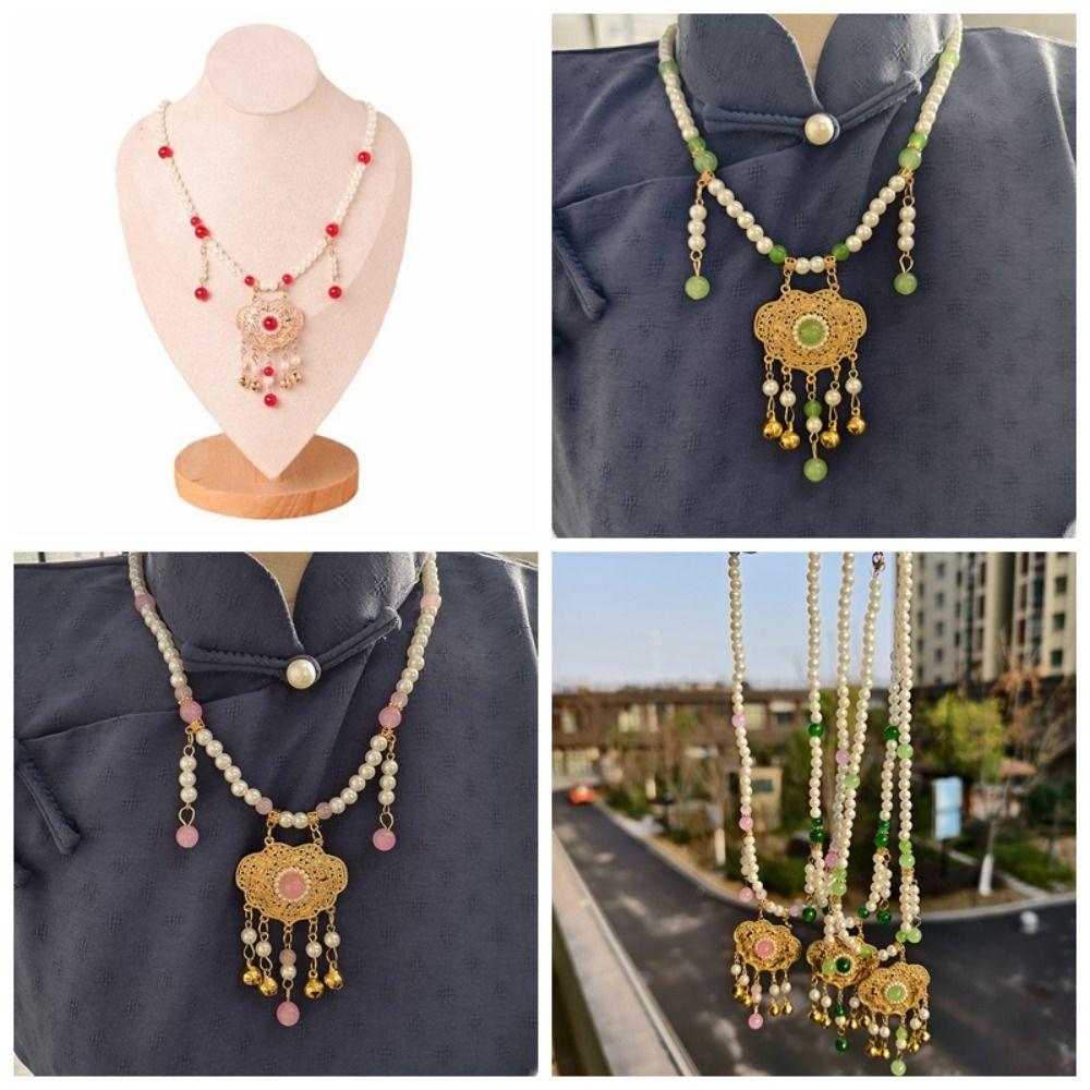 Бусы нить Ожерелье Ханфу в китайском стиле Жемчужный чокер Подвеска Замок долголетия Аксессуар Ханфу