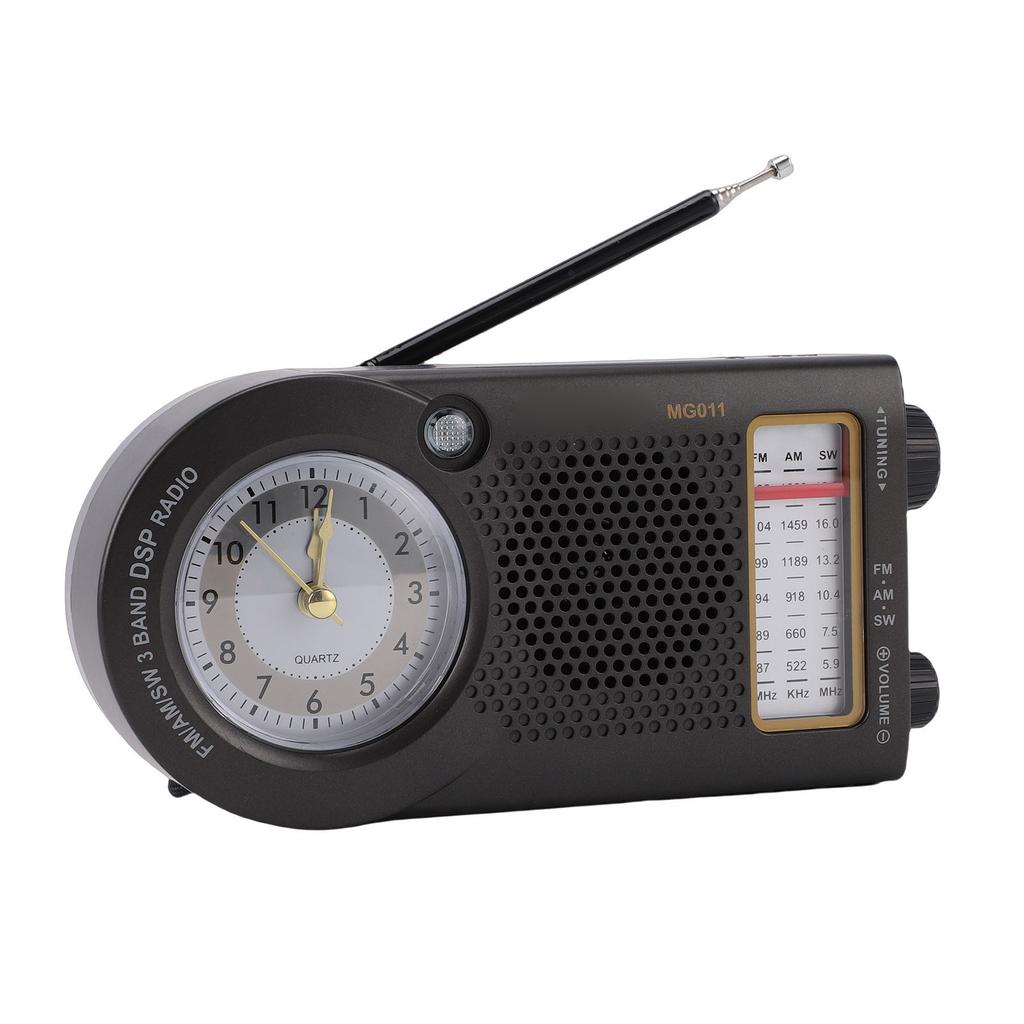 Портативное радио на аккумуляторе FM AM SW, многодиапазонное, с часами, динамик 3 Вт для музыки, новостей, обновлений дорожного движения