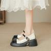 French High-Heeled Mary Jane Small Leather Shoes Women'S Spring And Summer Platform Fashion Versatile Pearl One-Button Single Shoes