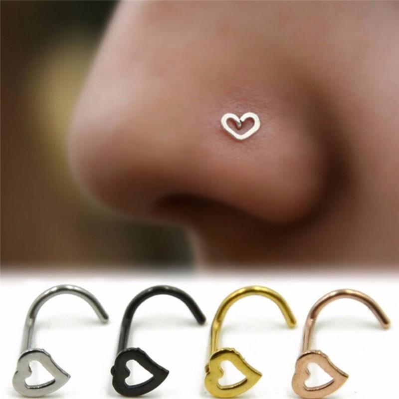 Stainless Steel Piercing Nose Ear Lip Ring Hoop Love Nose Ring Punk Jewelry