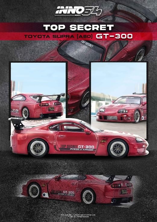 Inno Models Scale Toyota Supra TOP SECRET Red Finished Product 1/64 (A80) A80TS-RED