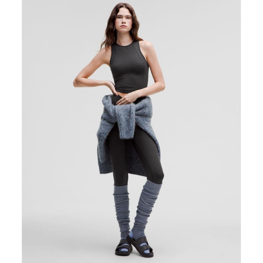 Lululemon Мягкий замшевый укороченный топ с круглым вырезом Черный Черный