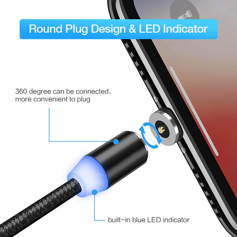 1M 2M Magnetic Micro USB Type C iOS Quick Charger Cable For iPhone X 5 6 7 7 Samsung S4 S5 Moto