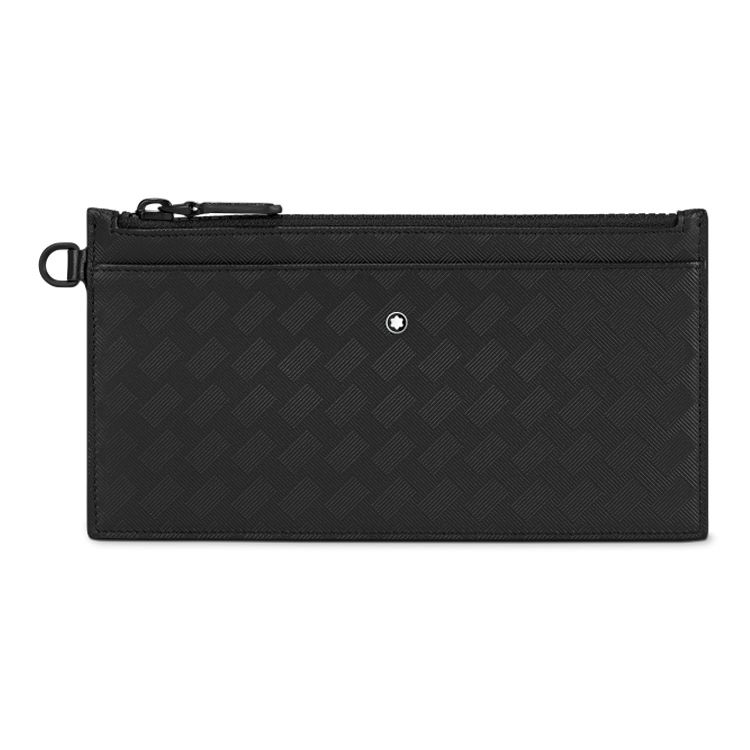 Montblanc Style 3.0 Series Zipper Solid Color Embossed Full Grain Leather Clutch Mini Men Clutch Black 129978