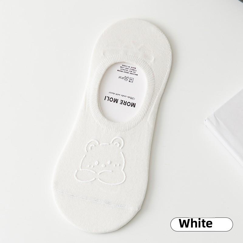 Носки-лодочки с рисунком медвежонка, женские тонкие нескользящие силиконовые носки с невидимой пяткой, женские летние простые короткие носки с неглубоким носком