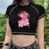 Современное модное коктейльное платье, розовая короткая футболка с сердечками для девочек, шикарная креативная короткая футболка с буквенным принтом, сексуальный тонкий топ, футболка Viper
