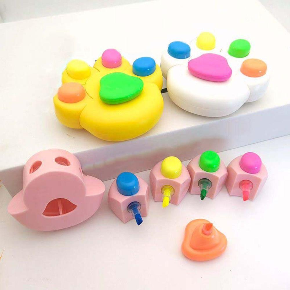 Stamps Cartoon Cat Paw Highlighter Pen Graffiti Handmade Funnyl Highlighter Pen DIY Marking Fluorescent Marker Birthday Gift