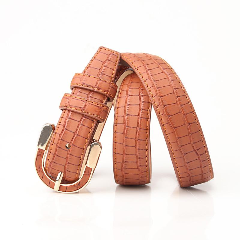 Новый модный ПУ ремень с каменным узором для женщин, золотой ретро ремень с пряжкой-обманкой для женщин, простой универсальный металлический декоративный ремень