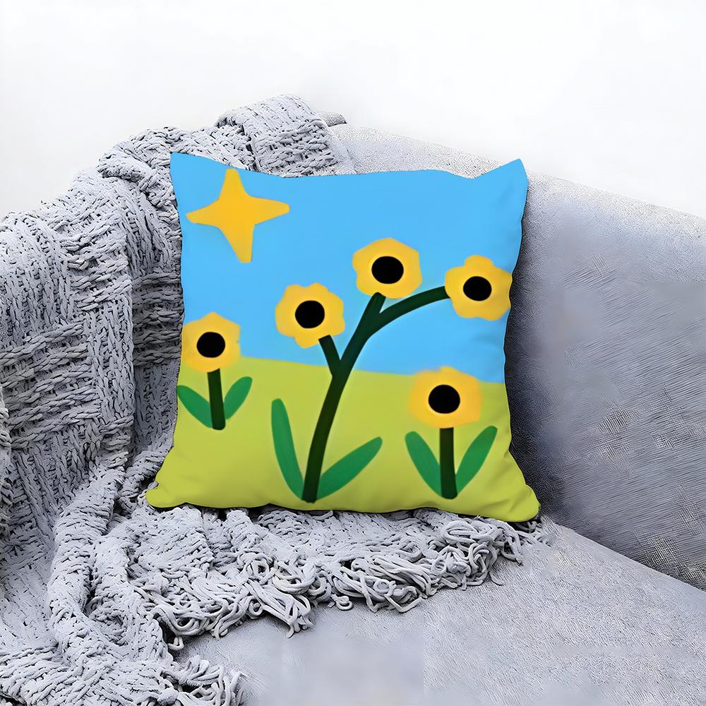 Artistic Floral Illustration Cushion Cover Premium Comfort Reversible Pillow Cove Two in One Design for Any Room  Car Interior